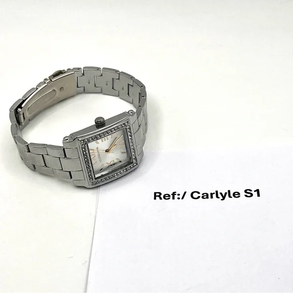 Liz Claiborne Womens Watch Silver Square Crystal Bezel 7.5" New Battery - Picture 10 of 10